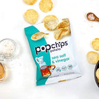 Popchips Sea Salt & Vinegar Potato Chips Single Serve 0.8 oz Bags (Pack of 24)