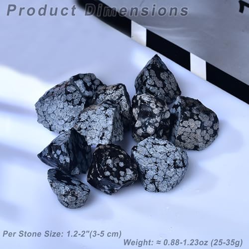 Erliway 1.25-2" Snowflake Obsidian Raw Crystals, Natural Rough Snowflake Obsidian Stone, Healing Raw Stones for Fountain Rock, Home Decor Meditation Energy Balancing Wire Wrapping Wicca & Reiki