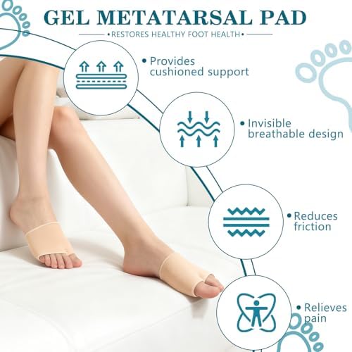 4PCS Metatarsal Pads for Men and Women, Ball of Foot Cushion with Gel Pad, Foot Pads for Ball Pain Relief, Morton's Neuroma, Metatarsalgia Support(Beige/L)