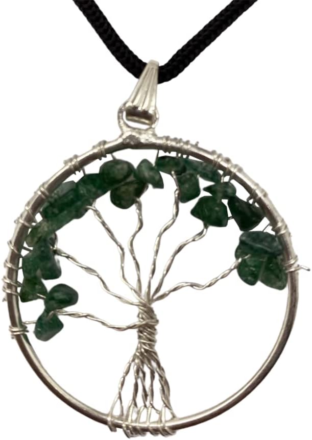 VIE Naturals Tree of Life Pendant, Green Aventurine, 30mm