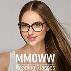 MMOWW 3 Pack Reading Glasses for Women Men Sqaure Frame Blue Light Blocking Readers Spring Hinges