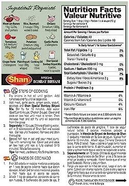 Shan Bombay Biryani Recipe and Seasoning Mix 2.11 oz (60g) - Spice Powder for Meat and Potato Layered Pilaf - Suitable for Vegetarians - Airtight Bag in a Box (Pack of 6)