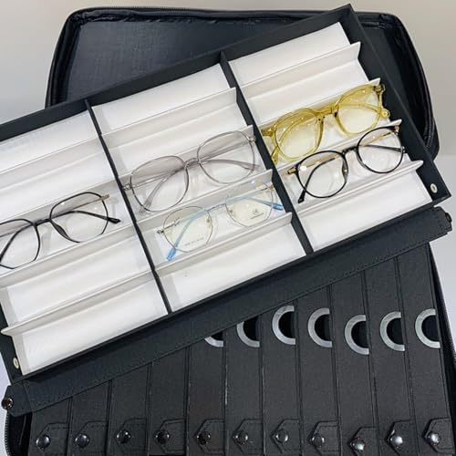 Glass-ES case, 180 Pairs of Glass-ES Storage Trolley case with 12 Trays, Removable Display Storage Box with Telescopic Trolley, Portable Collector