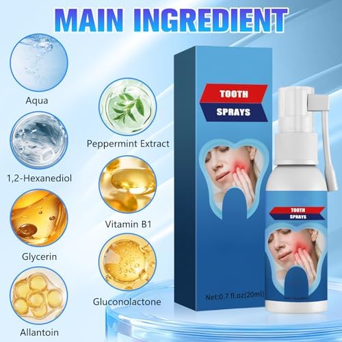 2Pack Tooth Relief for Adults Spray - Soothes Gum Fast, Improves Dryness, Portable Oral Care for Adults, Freshens Breath, Mint & Chamomile Formula