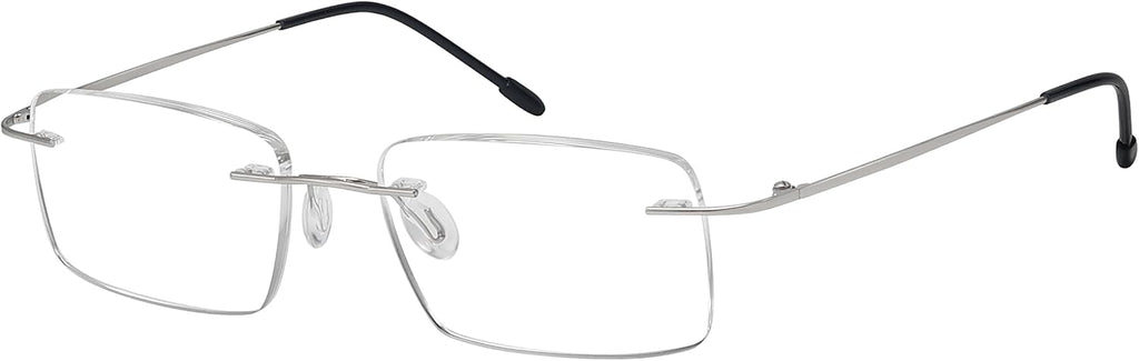 Eyekepper Frameless Eyeglasses Men - Rectangle Rimless Eyewear Silver