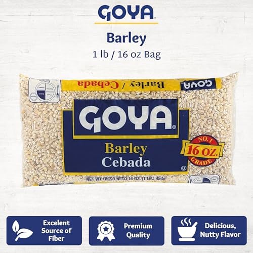 Dry Barley Grain by Goya, Pearl Barley, Pantry Staples, Cebada, Barley for Cooking, Cereal, and Soup, High in Fiber, Nutritious and Versatile, 16oz. Bag