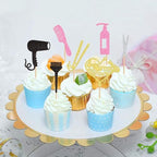 Ercadio 35 Pack Barbershop Themed Cupcake Toppers Gold Love is In the Hair Bachelorette Cupcake Picks Bridal Shower Birthday Party Cake Decorations Supplies Hair Gryer Black