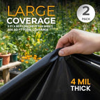 Black Plastic Sheeting Roll 3'x50' (2 Pack) – 4 Mil UV Protected, Weed Barrier & Landscape Plastic for Gardening, Root Blocker & Moisture Barrier, Protective Covering for Painting & Equipment