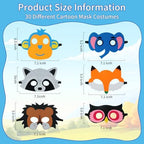 TAOVEN 30 Pieces Felt Animal Masks for Kids Jungle Theme Party Favors Supplies