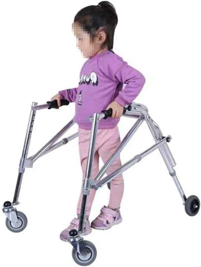 Folding Kids Walker, Rehabilitation Auxiliary Walking Frame with Wheels, for Cerebral Palsy Disabled,Without Seats,L