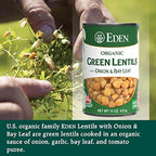 Eden Organic Green Lentils with Onion and Bay Leaf, 15 oz Can (12-Pack Case), Non-GMO, Vegan, Kosher, U.S. Grown, Heat and Serve, Macrobiotic
