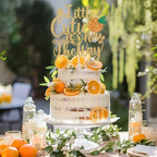 A Little Cutie is on the Way Gold Glitter Fruit Theme Baby Shower Cake Topper, 1pc, 5.2 x 5.6 inches