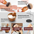 Anbbas Pure Badger Hair Shaving Brush Wood Handle and Large Soap Bowl with Stainless Steel Shaving Stand 3in1 Kit for Men