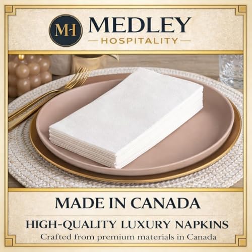 500 Pack Medley Airlaid Guest Towels | Premium Airlaid Linen-Feel Disposable Napkins | Thick, Soft, Super Absorbent | Luxury White Bathroom Hand Towels | 12 x 17 in | FSC Certified | Made in Canada