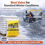Bulk Ice Melt- Sodium Chloride Rock Salt Pallet of Ice Melt- 50 lb Bag- Melts to 5°F - Halite Commercial Grade Ice & Snow Melt in Bulk [Pallet of 49 Bags] 50 lbs Each! Easy to apply~