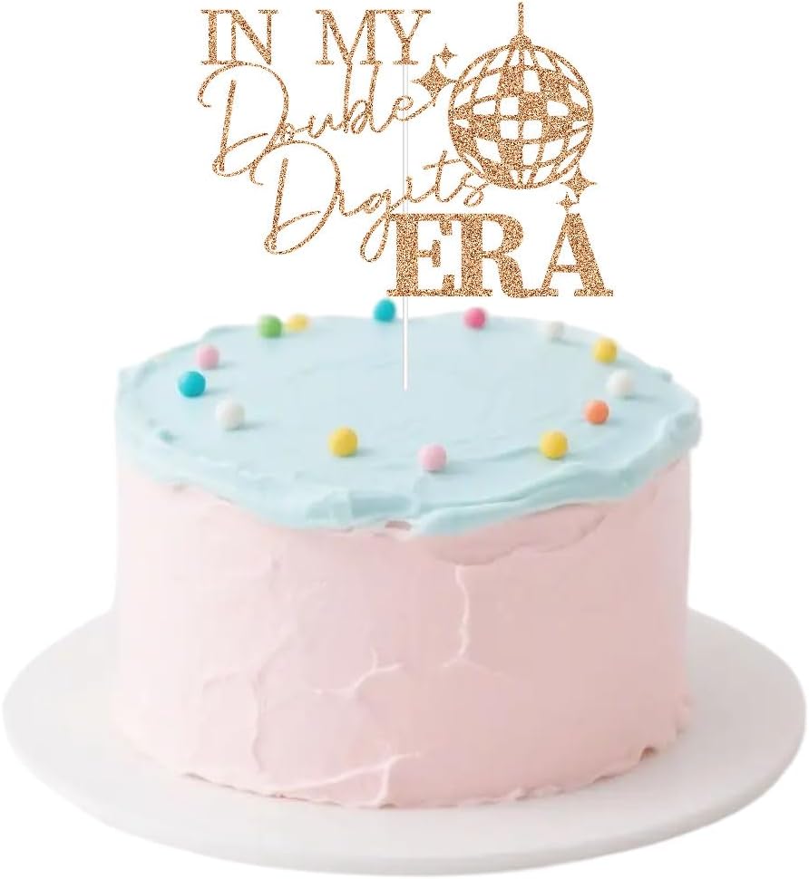 In My Double Digits Era Cake Topper, Happy 10th Birthday Party Decor, 10 Years Birthday Old Decoration, Girls Boys Tenth Bday Rose Gold Glitter