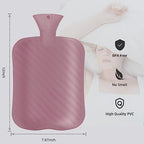 Hot Water Bag Hot Water Bottle 2 Liters Heat Up and Refreezable Hot Cold Pack with Knit Cover for Pain Relief Hot Cold Therapy (Burgundy)