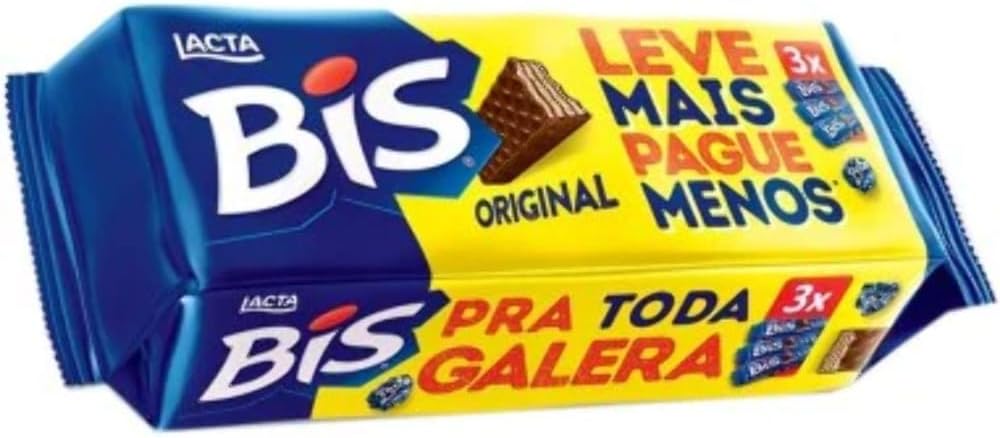 BIS Lacta - Chocolate Wafer - 4.94 Oz (PACK OF 3) Chocolate Ao Leite - 140g