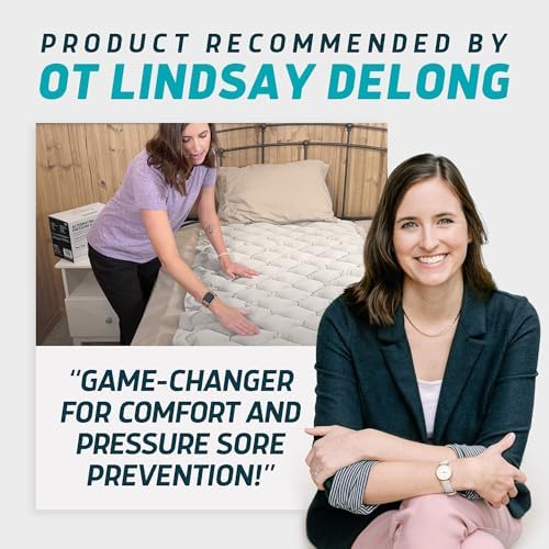Lunderg Alternating Air Pressure Mattress Pad with Static Mode & Flocking - Comfortable Bed Sore Prevention - Includes Mattress Topper for Hospital Bed or Home & Quiet Pump - Recommended by Doctors