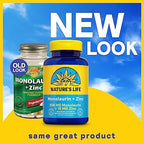 Nature's Life Monolaurin Plus Zinc Immune Support Supplement - 936mg Monolaurin from Raw Coconuts, Zinc 15mg, Supports Gut Health, Balanced Gut Flora, 60-Day Guarantee, 45 Serv, 90 Vegetarian Capsules