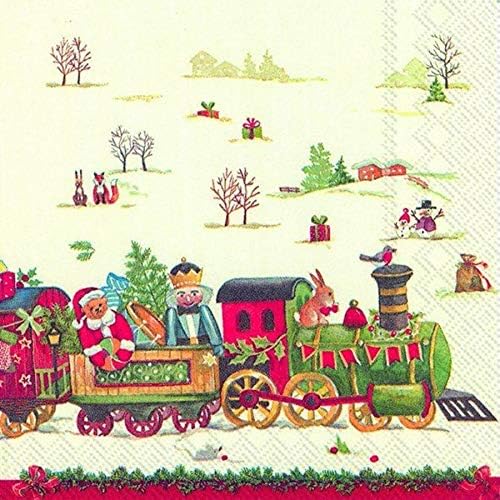 IHR 20 Luxury Paper Christmas Lunch Napkins- Christmas Train