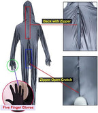LESOYA Women's Sexy Semi Opaque Bodysuit Catsuit Zipper Crotch Zentai Suit Unitard Jumpsuit with Gloves Hood