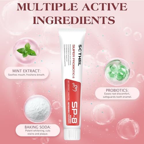 SP-8 Probiotic Ultra Whitening Toothpaste Upgraded, SP-8 New Version Fluoride-Free & Probiotic-Infused Formula for Oral Health, Teeth Whitening & Gum Care & Fresh Breath Probiotic Toothpaste for Adult