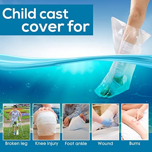 Child Leg Cast & Bandage Protector, Waterproof, Reusable, Small FULL Leg (L33) Covers Kid Small Foot, Ankle, Knee, Upper Leg in Bath, Shower & Pool