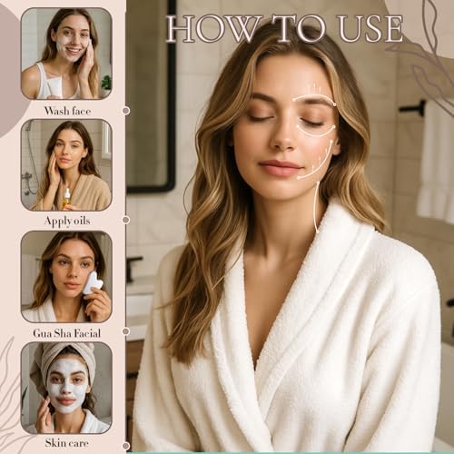 Nuanchu Stainless Steel Gua Sha Facial Tools Metal Guasha Tool for Face Lymphatic Drainage Massager Body Gua Sha Jawline Shaper, Double Chin Reducer, Mother Day Self Care Gift with Pouch(Silver)