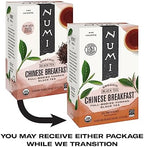 Numi Organic Chinese Breakfast Tea, 18 Tea Bags, Full Bodied Yunnan Black Tea, Caffeinated (Packaging May Vary)