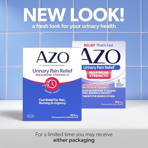 AZO Urinary Pain Relief Maximum Strength, Fast relief of UTI Pain, Burning & Urgency, Targets Source of Pain, #1 Most Trusted Brand, 24 Tablets