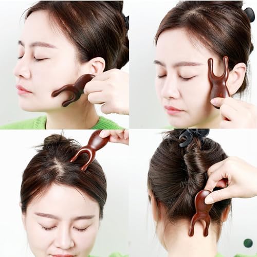 Natural Wooden Nose Guasha Massage Tool-Antistatic, Eyes Facial,Manual Massager Tool,Multifunctional Handheld Meridians Acupoint Massage Tool (A)