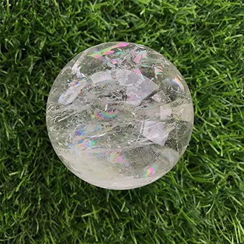 Clear Crystal Sphere Healing Stone Ball with Rainbow Inclusion Natural Mineral Quartz for Chakra, Home Decoration, Gift