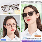 MARE AZZURO Photochromic Bifocal Reading Glasses Women Blue Light Blocking Square Readers Sunglasses 1.00 1.50 2.00 2.50 3.00 3.50 4.0 (Leopard, 1.0)