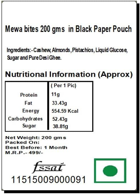 Jaiccha Ghasitaram MEWA Bites 200 GMS in Black Paper Pouch