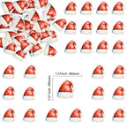 Gyufise 48Pcs Edible Merry Christmas Cupcake Toppers Edible Wafer Paper Christmas Santa Hat Cake Topper Women Men Birthday Party Anniversary Party Decorations Supplies Red White