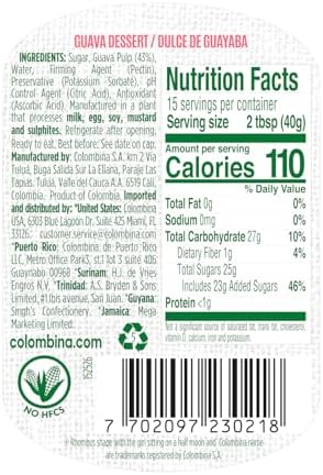 Colombina Guava Dessert Fruit Spread, Exotic Tropical Guava Jelly and Guava Paste Made from Real Fruit, 21.1oz (2 Jars)