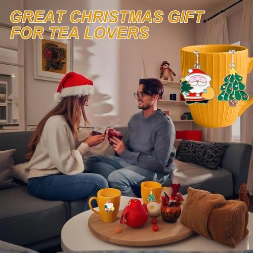 Christmas Themed Tea Infuser Set, Cube Tea Diffusers for Loose Tea, Reusable Tea Steeper with Christmas Tree and Santa Claus Pendant, 2 PCS