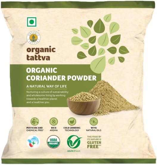 Organic Tattva Coriander Powder (Dhaniya) (7 oz/200 gm) - Organic Ground Coriander for Cooking - Cold Ground Spices with Natural Oils, Aroma & Flavor - Vegan - No Additives - USDA Certified