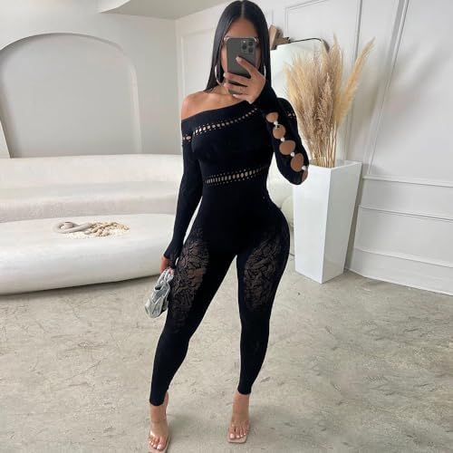 Women sexy tight long-sleeved seamless knitted jacquard jumpsuit high elastic one-piece