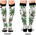 Compression Socks for Women Men Palm Trees and Coconuts Wide Calf Knee High Stockings 20-30mmHg Nurse Travel Athletic Sock 1 Pair