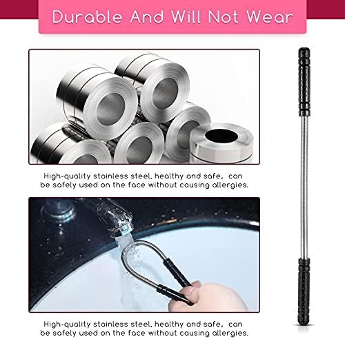 2 Pieces Facial Hair Remover Spring Eyebrow Face Epilator Threading Tool Remove Hair from Upper Lip, Chin, Cheeks and Neck for Women Girls or Men (Black)
