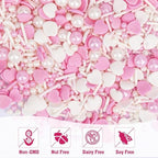 Twisweet Edible Pink Sprinkles for Cake Decorating, Pink Pearls Heart Sugar Sprinkles Mix Baking Candy, Cake Topper Cupcake Cookie Ice Cream Decorations, Valentine Mother's Day Birthday Wedding Baby Shower Party Supplies (130g/4.58oz)