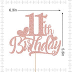 11th Birthday Cake Topper,Happy 11th Birthday Cake Topper,Glitter Birthday Cake Decorations, Boy or Girl 11th Birthday Party Anniversary Party Decoration Supplies
