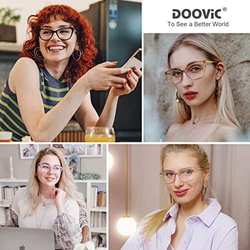 DOOViC Computer Reading Glasses Blue Light Blocking Acetate Frame Fashion Cat Eye Spring Hinge Readers for Women 2.75