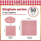 Gatherfun Disposable Red and White Gingham Paper Napkins (Pack of 50)