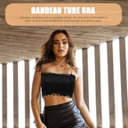 Homoyoyo 3pcs Women Bra Top - Seamless Floral Lace Stretchy Strapless Bandeau Tube Lace Chest Wrap for Summer Tank Tops and Dresses F Size