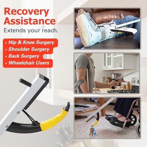 Sammons Preston Reacher, 26" Lightweight Grabber Reacher Tool with Magnetic Tip, Ergonomic Grip & Claw Jaw, Portable Reaching Aid for Seniors, Daily Living & Home Use, Standard Silver, 2 pack