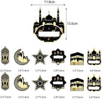 12Pcs Eid Mubarak Cupcake Toppers Moon Ramadan Kareem Happy Eid Cupcake Picks for Theme Party Cake Decorations Supplies