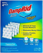 DampRid - Fragrance Free Moisture Absorber 10.5 oz. Easy Fill Refill Packs - 4 count – Attracts & Traps Moisture for Fresher, Cleaner Air